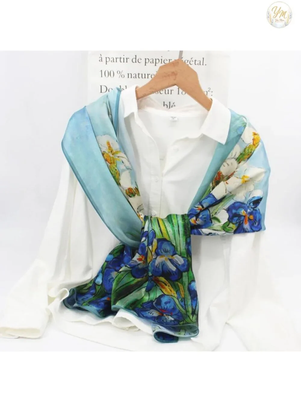 100% Silk Long Scarf Women Oblong Shawl Lightweight Stole Gift